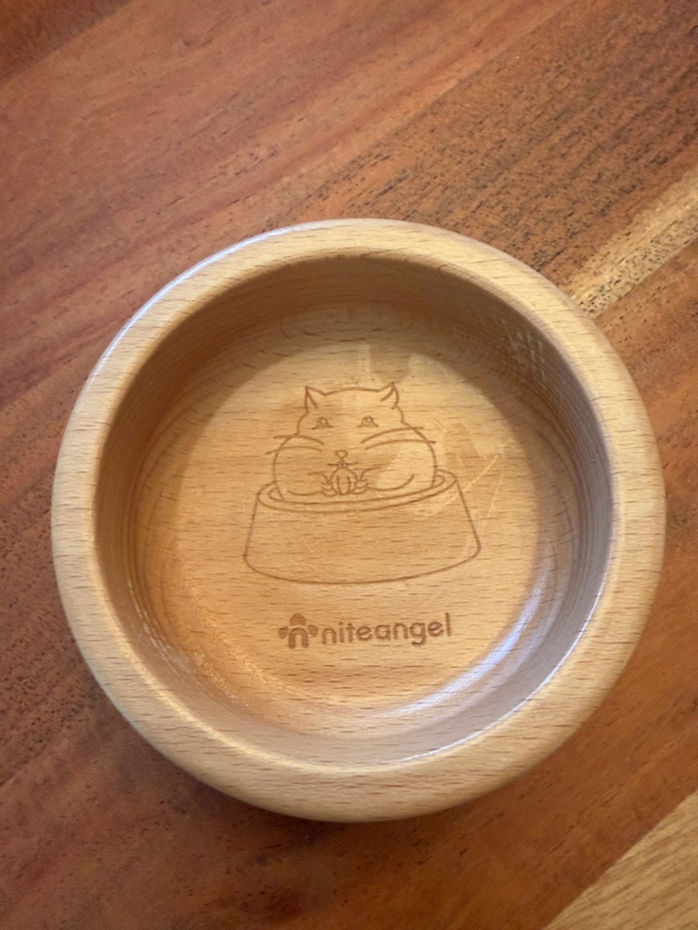 Niteangel Natural Wood Small Hamster Bowl - Light Brown
